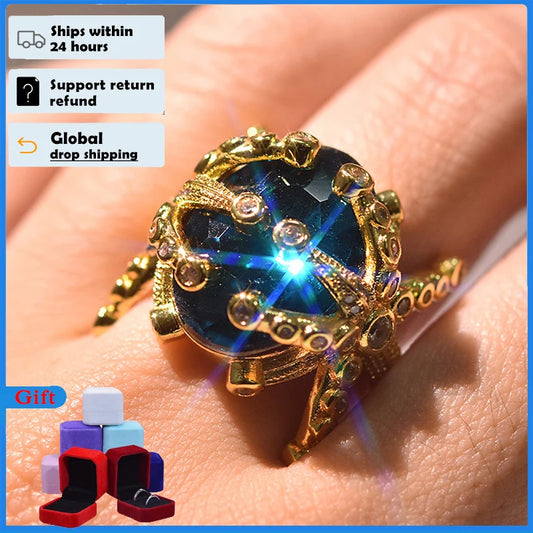 Peacock Blue Topaz Eloquence Ring